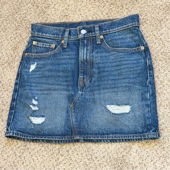 Levi’s Distressed Denim Mini Skirt W27 Vintage Inspired Y2K Festival Ready - Picture 2 of 10